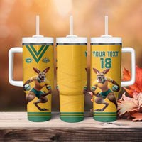 Custom Australia Rugby Tumbler With Handle Wallabies Mascot Sporty Style - Wonder Print Shop