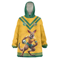 Custom Australia Rugby Wearable Blanket Hoodie Wallabies Mascot Sporty Style - Wonder Print Shop