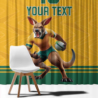 Custom Australia Rugby Window Curtain Wallabies Mascot Sporty Style - Wonder Print Shop