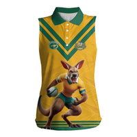 Custom Australia Rugby Women Sleeveless Polo Shirt Wallabies Mascot Sporty Style - Wonder Print Shop