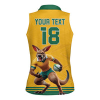 Custom Australia Rugby Women Sleeveless Polo Shirt Wallabies Mascot Sporty Style - Wonder Print Shop