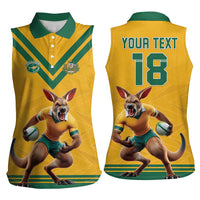 Custom Australia Rugby Women Sleeveless Polo Shirt Wallabies Mascot Sporty Style - Wonder Print Shop