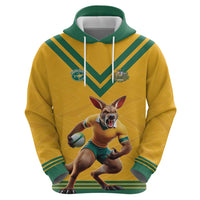 Custom Australia Rugby Zip Hoodie Wallabies Mascot Sporty Style - Wonder Print Shop