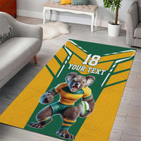 Custom Australia Rugby Area Rug Koala Mascot Sporty Style - Wonder Print Shop