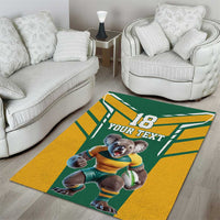 Custom Australia Rugby Area Rug Koala Mascot Sporty Style - Wonder Print Shop