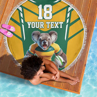 Custom Australia Rugby Beach Blanket Koala Mascot Sporty Style - Wonder Print Shop