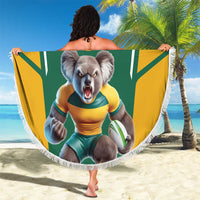 Custom Australia Rugby Beach Blanket Koala Mascot Sporty Style - Wonder Print Shop