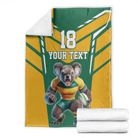 Custom Australia Rugby Blanket Koala Mascot Sporty Style - Wonder Print Shop
