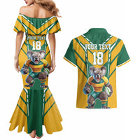 Custom Australia Rugby Couples Matching Mermaid Dress and Hawaiian Shirt Koala Mascot Sporty Style - Wonder Print Shop