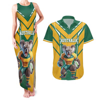 Custom Australia Rugby Couples Matching Tank Maxi Dress and Hawaiian Shirt Koala Mascot Sporty Style - Wonder Print Shop