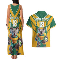 Custom Australia Rugby Couples Matching Tank Maxi Dress and Hawaiian Shirt Koala Mascot Sporty Style - Wonder Print Shop