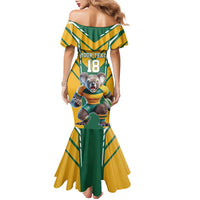 Custom Australia Rugby Family Matching Mermaid Dress and Hawaiian Shirt Koala Mascot Sporty Style - Wonder Print Shop