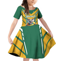 Custom Australia Rugby Family Matching Off Shoulder Short Dress and Hawaiian Shirt Koala Mascot Sporty Style - Wonder Print Shop
