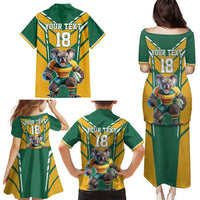 Custom Australia Rugby Family Matching Puletasi and Hawaiian Shirt Koala Mascot Sporty Style - Wonder Print Shop