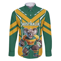 Custom Australia Rugby Family Matching Short Sleeve Bodycon Dress and Hawaiian Shirt Koala Mascot Sporty Style - Wonder Print Shop