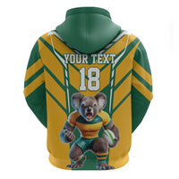 Custom Australia Rugby Hoodie Koala Mascot Sporty Style - Wonder Print Shop