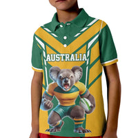 Custom Australia Rugby Kid Polo Shirt Koala Mascot Sporty Style - Wonder Print Shop