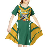 Custom Australia Rugby Kid Short Sleeve Dress Koala Mascot Sporty Style - Wonder Print Shop