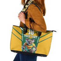 Custom Australia Rugby Leather Tote Bag Koala Mascot Sporty Style - Wonder Print Shop
