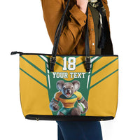 Custom Australia Rugby Leather Tote Bag Koala Mascot Sporty Style - Wonder Print Shop