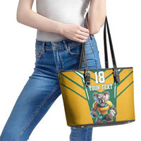 Custom Australia Rugby Leather Tote Bag Koala Mascot Sporty Style - Wonder Print Shop