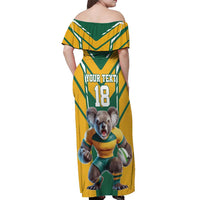 Custom Australia Rugby Off Shoulder Maxi Dress Koala Mascot Sporty Style - Wonder Print Shop