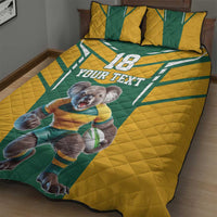 Custom Australia Rugby Quilt Bed Set Koala Mascot Sporty Style - Wonder Print Shop