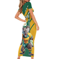Custom Australia Rugby Short Sleeve Bodycon Dress Koala Mascot Sporty Style - Wonder Print Shop