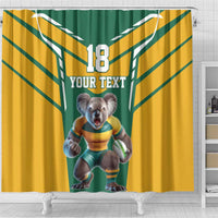 Custom Australia Rugby Shower Curtain Koala Mascot Sporty Style - Wonder Print Shop