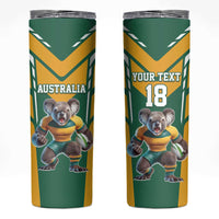 Custom Australia Rugby Skinny Tumbler Koala Mascot Sporty Style - Wonder Print Shop