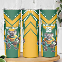 Custom Australia Rugby Skinny Tumbler Koala Mascot Sporty Style - Wonder Print Shop