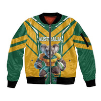 Custom Australia Rugby Sleeve Zip Bomber Jacket Koala Mascot Sporty Style - Wonder Print Shop