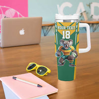 Custom Australia Rugby Tumbler With Handle Koala Mascot Sporty Style - Wonder Print Shop