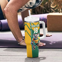 Custom Australia Rugby Tumbler With Handle Koala Mascot Sporty Style - Wonder Print Shop