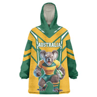 Custom Australia Rugby Wearable Blanket Hoodie Koala Mascot Sporty Style - Wonder Print Shop