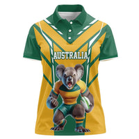 Custom Australia Rugby Women Polo Shirt Koala Mascot Sporty Style - Wonder Print Shop