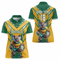 Custom Australia Rugby Women Polo Shirt Koala Mascot Sporty Style - Wonder Print Shop