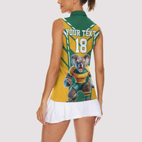 Custom Australia Rugby Women Sleeveless Polo Shirt Koala Mascot Sporty Style - Wonder Print Shop