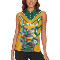 Custom Australia Rugby Women Sleeveless Polo Shirt Koala Mascot Sporty Style - Wonder Print Shop