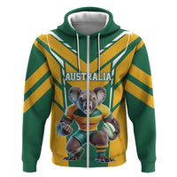 Custom Australia Rugby Zip Hoodie Koala Mascot Sporty Style - Wonder Print Shop