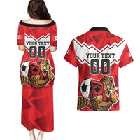 Custom Canada Football Couples Matching Puletasi and Hawaiian Shirt Beavers Mascot - Wonder Print Shop