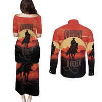 Rodeo Cowboy Couples Matching Puletasi and Long Sleeve Button Shirt Amarillo By Morning - Wonder Print Shop