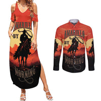 Rodeo Cowboy Couples Matching Summer Maxi Dress and Long Sleeve Button Shirt Amarillo By Morning - Wonder Print Shop