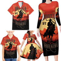 Rodeo Cowboy Family Matching Long Sleeve Bodycon Dress and Hawaiian Shirt Amarillo By Morning - Wonder Print Shop