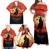 Rodeo Cowboy Family Matching Off Shoulder Maxi Dress and Hawaiian Shirt Amarillo By Morning - Wonder Print Shop
