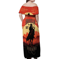 Rodeo Cowboy Family Matching Off Shoulder Maxi Dress and Hawaiian Shirt Amarillo By Morning - Wonder Print Shop