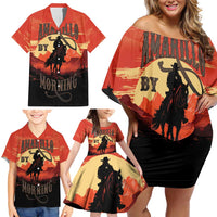 Rodeo Cowboy Family Matching Off Shoulder Short Dress and Hawaiian Shirt Amarillo By Morning - Wonder Print Shop