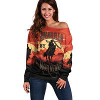 Rodeo Cowboy Off Shoulder Sweater Amarillo By Morning - Wonder Print Shop