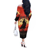 Rodeo Cowboy Off The Shoulder Long Sleeve Dress Amarillo By Morning - Wonder Print Shop