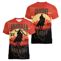 Rodeo Cowboy Women V-Neck T-Shirt Amarillo By Morning - Wonder Print Shop